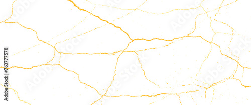 Vector gold grunge cracks and scratches Transparent background. 