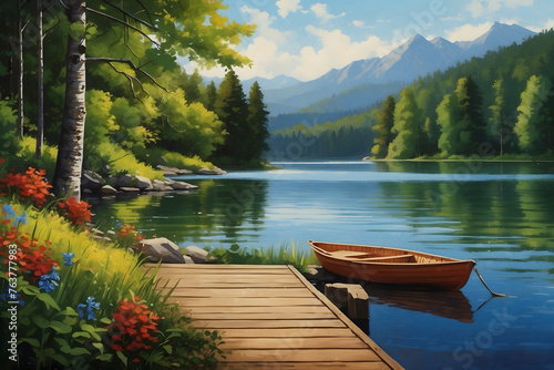 A landscape of a tranquil lake