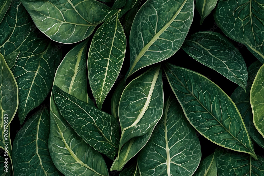 Fototapeta premium Green leaf texture with an isolated background