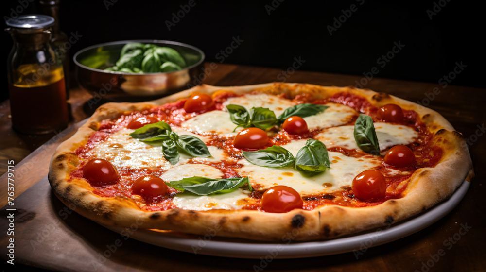 A classic Margherita pizza with San Marzano tomatoes