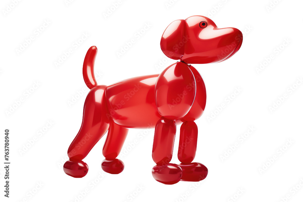 Red Balloon Dog on White Background. On a White or Clear Surface PNG Transparent Background. Red Balloon Dog on White Background. On a White or Clear Surface PNG Transparent Background.