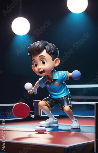 playing  table tennis photo