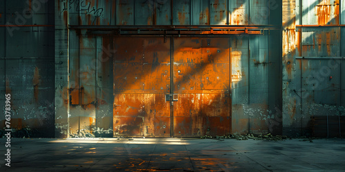 illustration of a grungy room with rusty walls, Vibrant colour walls , grungy and rustic 
