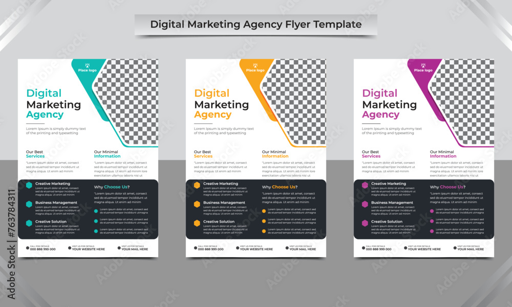 Digital marketing agency flyer Brochure design. business flyer, magazine, annual report or poster template.