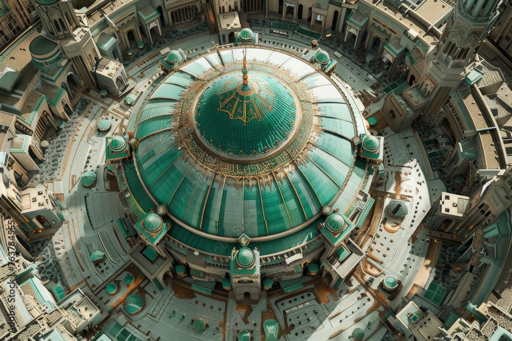 dome Masjid Nabawi - Prophet Mosque in Madinah al-Munawwarah - generative ai