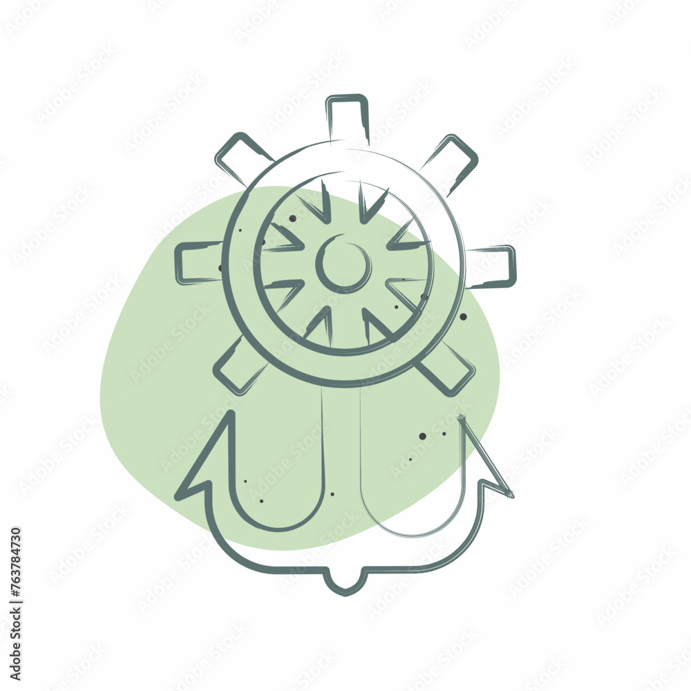 Obraz premium Icon Rudder. related to Hipster symbol. Color Spot Style. simple design editable. simple illustration