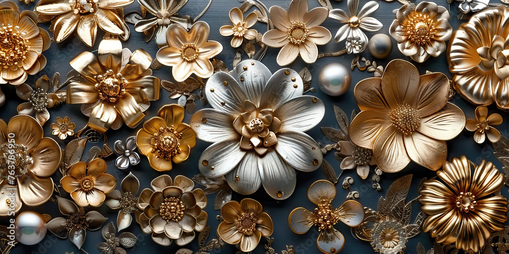 steampunk flowers, background with flowers, generative, ai