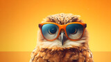 Owl Spectacles Charm Playful Colors on Orange and Yellow with Sunglasses