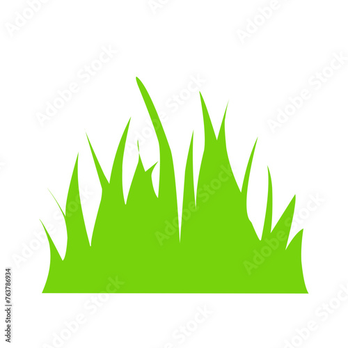 Vector green grass illustration: natural,organic,bio,eco label and shape on white background.