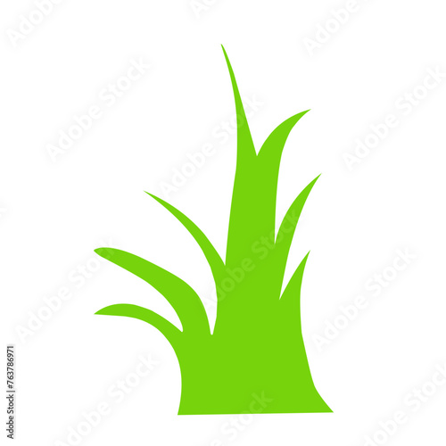 Vector green grass illustration: natural,organic,bio,eco label and shape on white background.