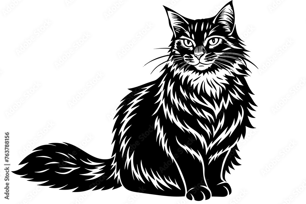 Fototapeta premium maine coon silhouette vector illustration