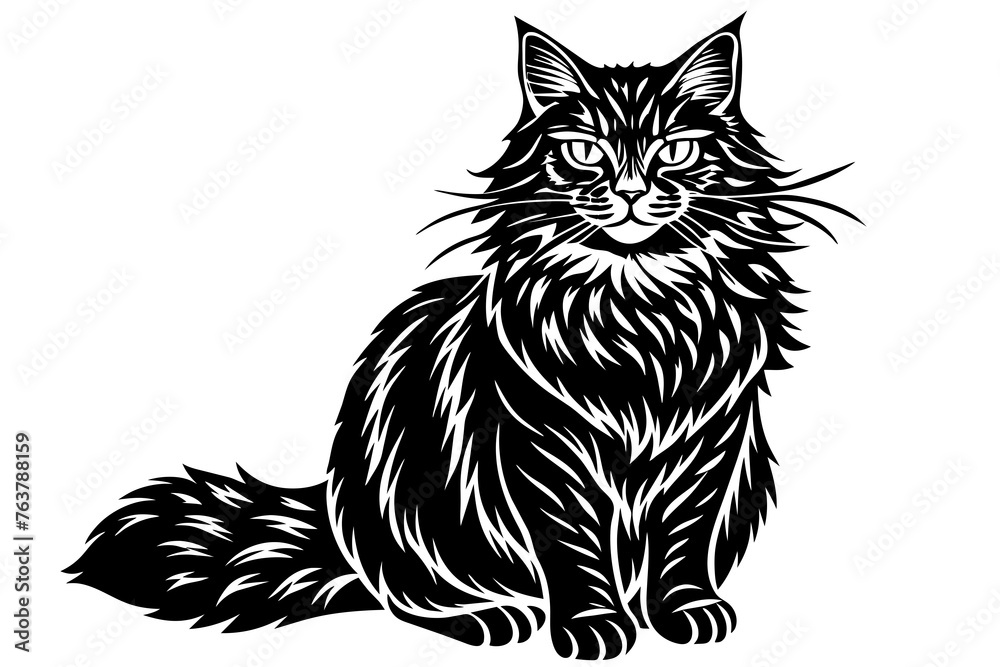 Obraz premium maine coon silhouette vector illustration 