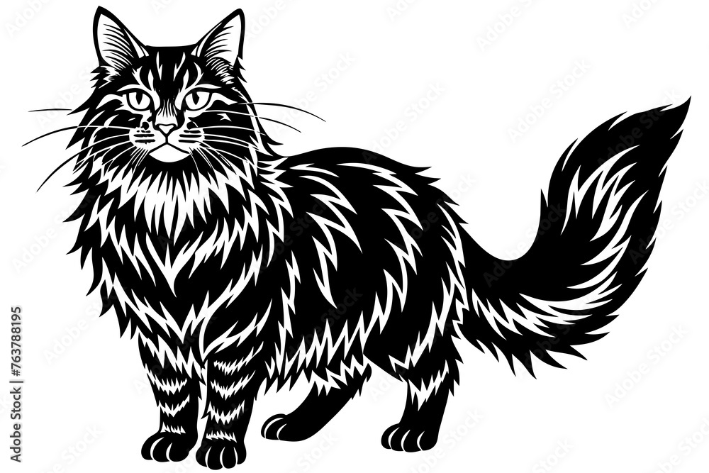 maine coon silhouette vector illustration 