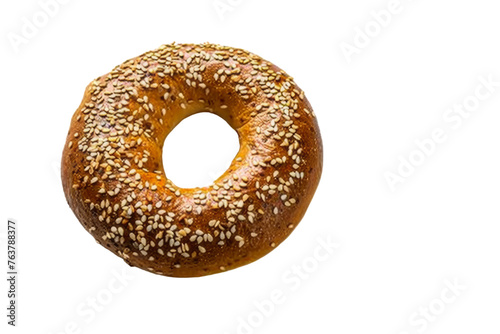 Whole Wheat Bagel with Sesame Seeds Isolated On Transparent Background