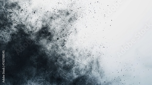 Charcoal black particles.charcoal particles on white background, abstract powder, black powder white background , PNG