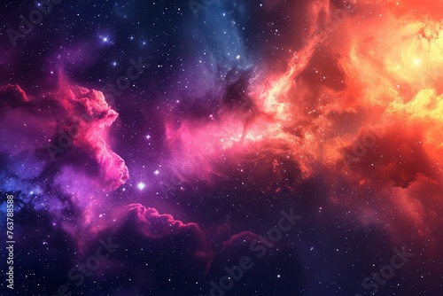 Panorama colorful background with nebula galaxy space. Generative AI