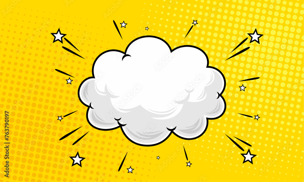 Comic yellow background with cloud illustration