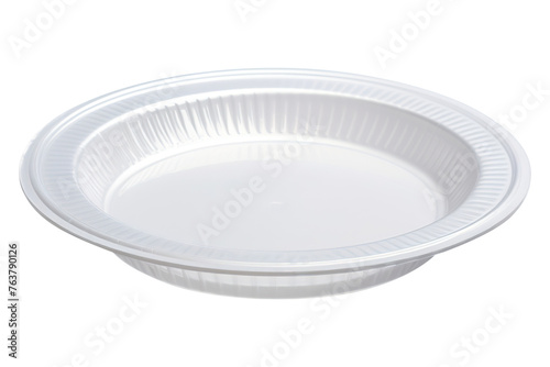 Disposable white plastic plate isolated on transparent background Remove png, Clipping Path, pen tool photo