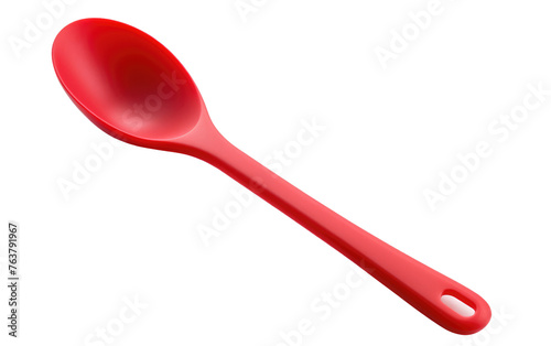 Red Spoon on White Background. On a White or Clear Surface PNG Transparent Background.