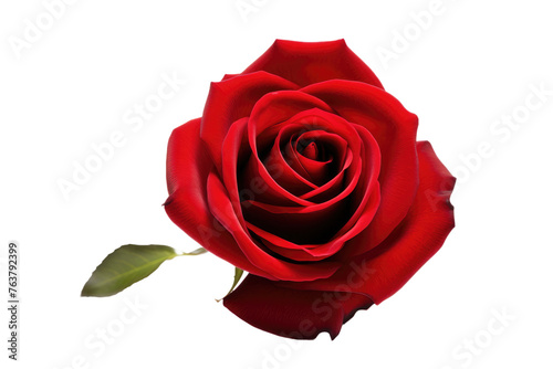 Close Up of a Red Rose on White Background. On a White or Clear Surface PNG Transparent Background.