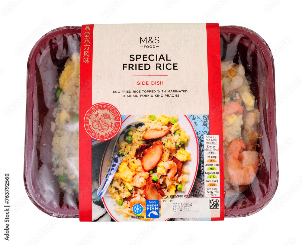 M and s food chinese special fried rice with egg fried rice topped with 