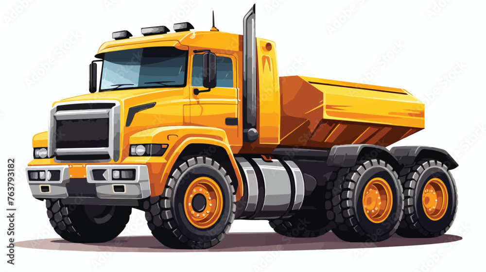 Mega truck in white background on close up view flat