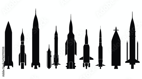 Military Missile silhouette vector art white background