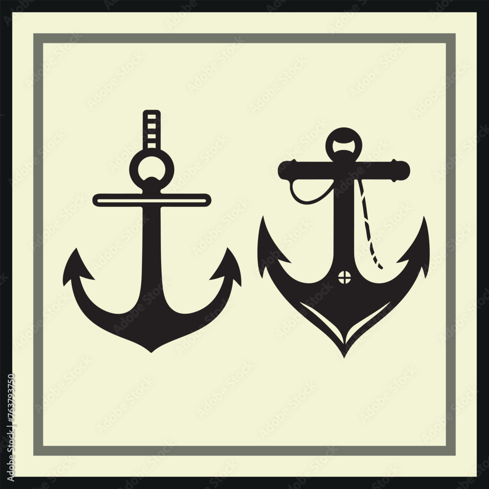 Simple Anchor silhouette set Simple Anchor silhouette set