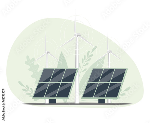 Solar panels. The concept of alternative electricity production and solar generation.