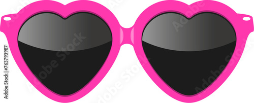 Heart shaped fancy sun glasses, vector cartoon
