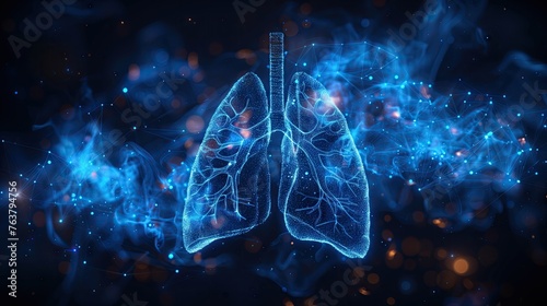 Medical technology concept, digital image of lungs