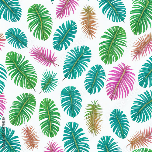 illustration pastel tropical leaves and white background wallpaper pattern