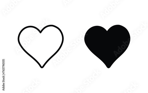 heart icons set, love symbols vector