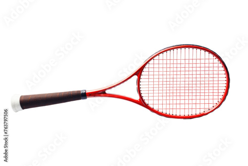 Close Up of a Tennis Racket on a White Background. On a White or Clear Surface PNG Transparent Background. © Usama