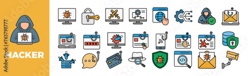 Hacker Activity Icon Set For Design Elements
