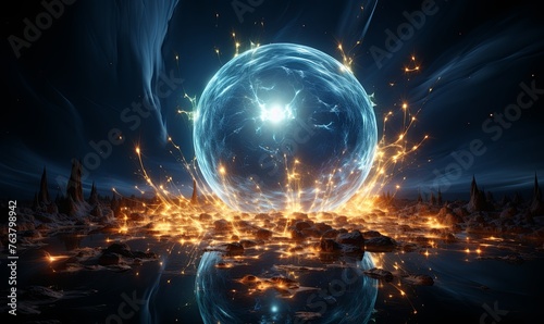 Intriguing Blue Sphere With Vibrant Lights
