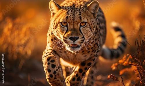 Cheetah Running Through Tall Grass © uhdenis