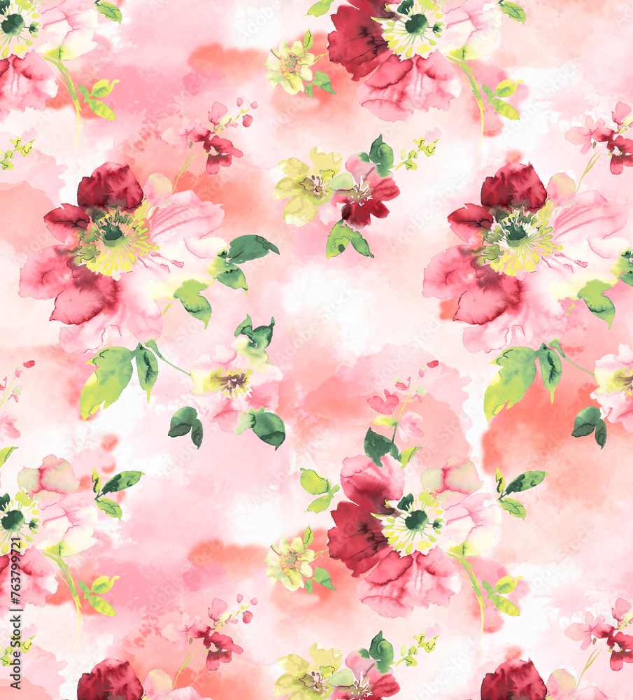  Allover pattern seamless floral pattern new digital print textile design