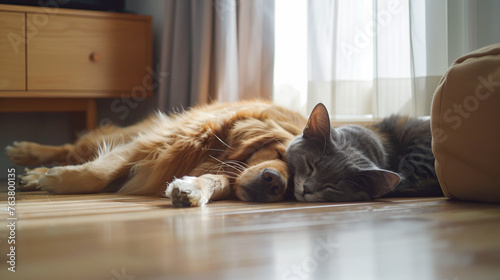 British cat and Golden Retriever