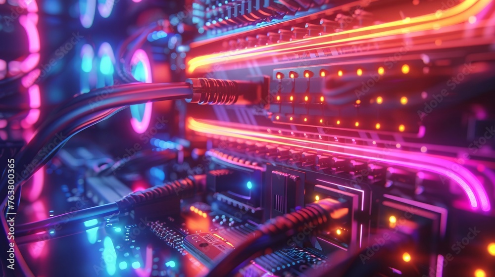 Flexible neon cables connecting wide angle
