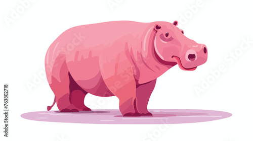 Pink Hippo flat vector isolated on white background