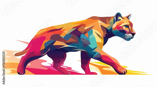 Puma colorful art graphic illustration flat vector isolated