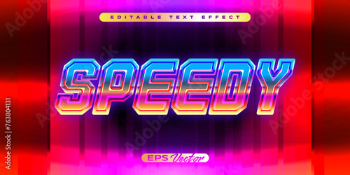 Retro editable text effect speedy neon futuristic style