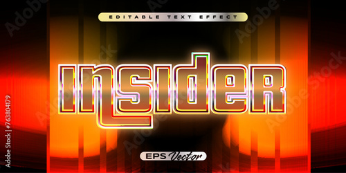 Retro editable text effect insider neon futuristic style