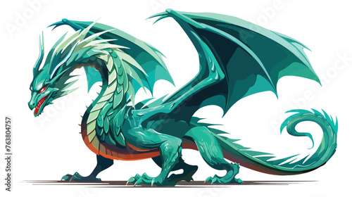 Rendering of a fantasy dragon isolated on white background © Nobel