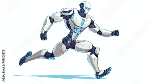 Robot cyborg running modern robotic character