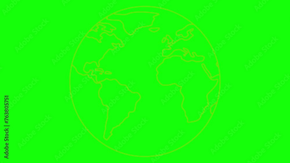 Animated linear orange symbol globe is drawn. Gradual drawing a planet Earth. Concept of travel, internet, ecology, globalization, network. Vector illustration isolated on green background. Animated linear orange symbol globe is drawn. Gradual drawing a planet Earth. Concept of travel, internet, ecology, globalization, network. Vector illustration isolated on green background.