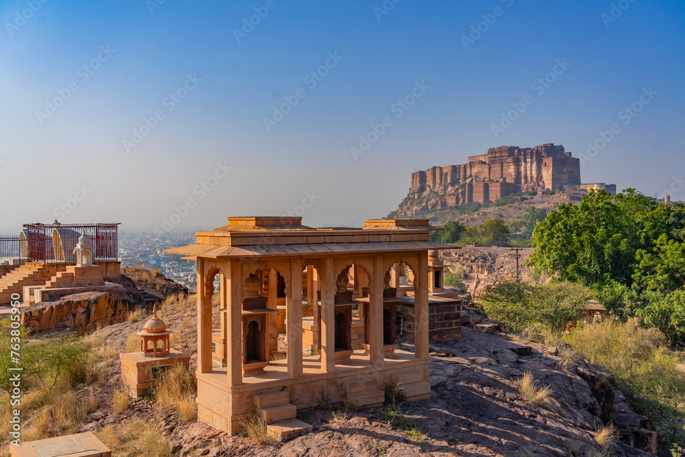 Panorama of the Mehrangarh fortress in Jodhpur, Rajasthan, India