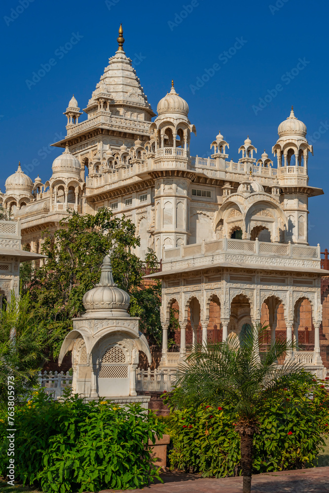 White temple Jaswant Thada mausoleum in Jodhpur, Rajasthan, India