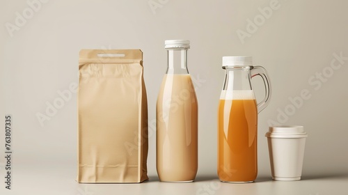 Milk and juice pack. Realistic insulated carton package, white box template for dairy products. Empty packaging for milk or juice on a transparent ibackground.,Generative ai photo